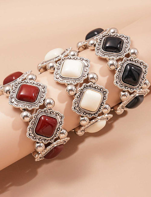 Diamond-Shaped Beaded Bangle Stretch Bracelet