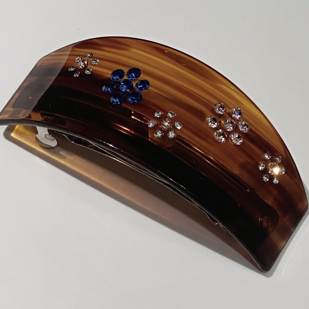 Vintage Amber Rhinestone Hair Barrette