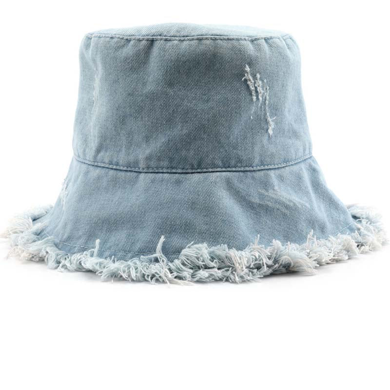 Solid Color Washed Ripped Bucket Hat