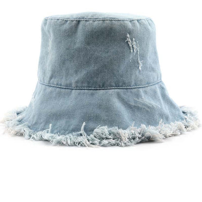 Solid Color Washed Ripped Bucket Hat