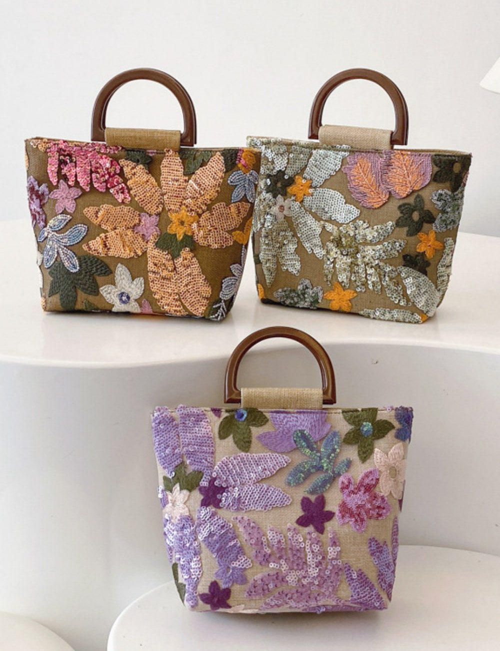 Colorful Sequin Embroidered Tote Bag