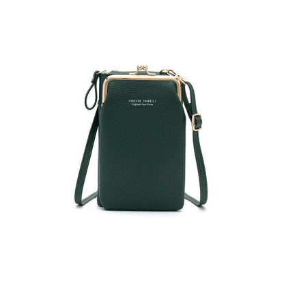 PU Leather Solid Color Large Capacity Purse One Shoulder Crossbody Cell Phone Bag