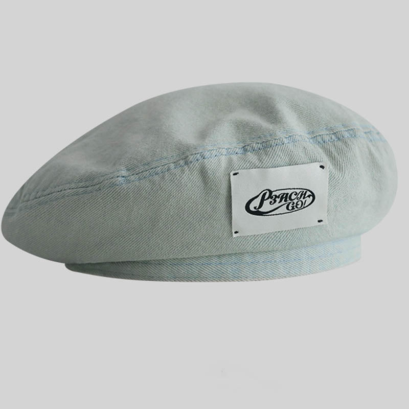 Trendy Denim Solid Color Beret Hat