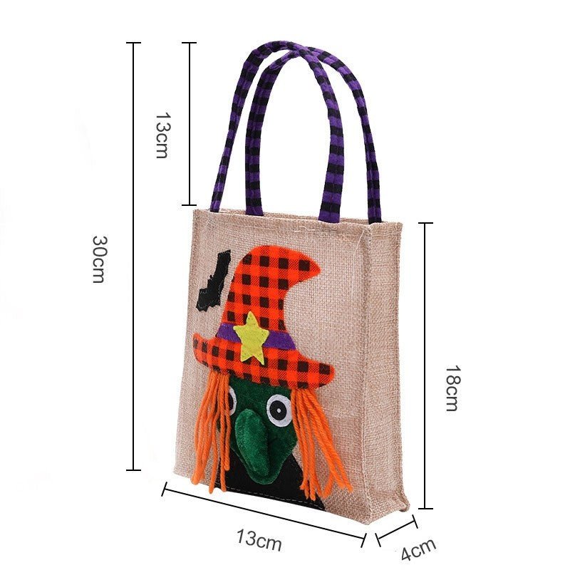 Ramie Cotton Cute Cartoon Halloween Candy Bag Handbag