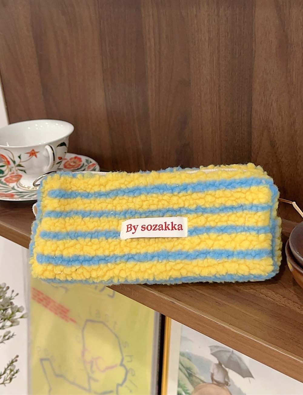 Color Block Plush Large Capacity Storage Bag