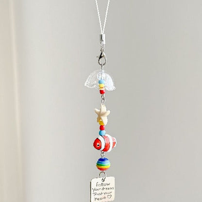 Minimalist Wind Chime Fish Beaded Phone Charm