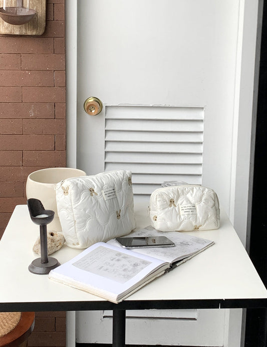 Embroidered Rabbit Cartoon Cosmetic Bag