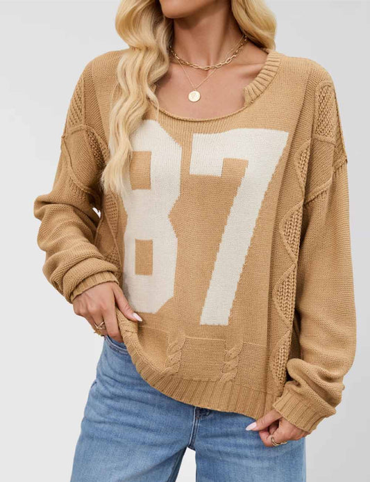 Casual Color Block Round Neck Knited Top