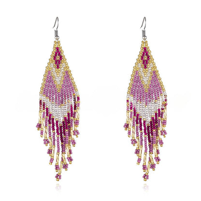 Colorful Tassel Elegant Beads Long Earrings