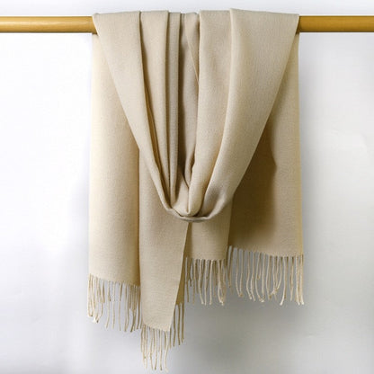 Solid Color Fringed Warm Scarf