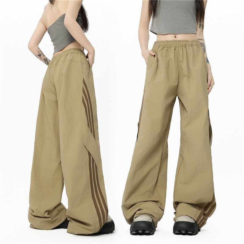 Unisex Streetwear Stripe Parachute Pants