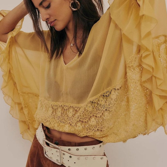 Loose Lace See Through Cover Up Top