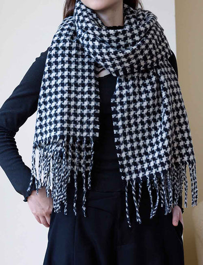 Classic Plaid Long Shawl Wool Blend Scarf