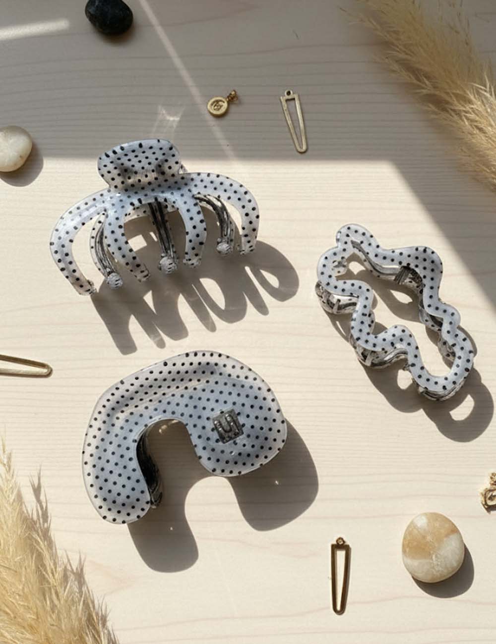 Color Block Polka Dots Hair Claw Clips