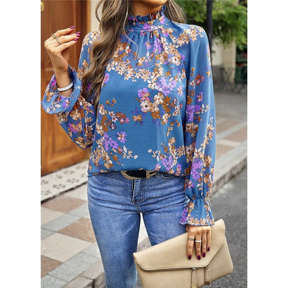 Floral Printed Long Sleeves Blouse Top