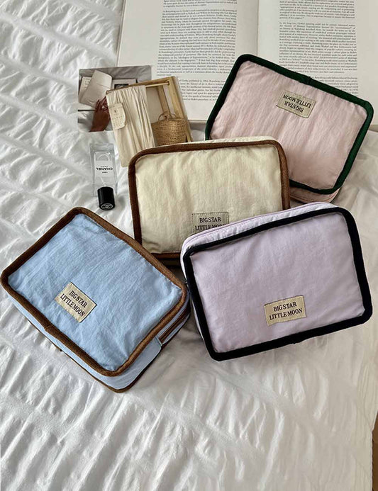 Cute Color Block Soft Makeup Bag