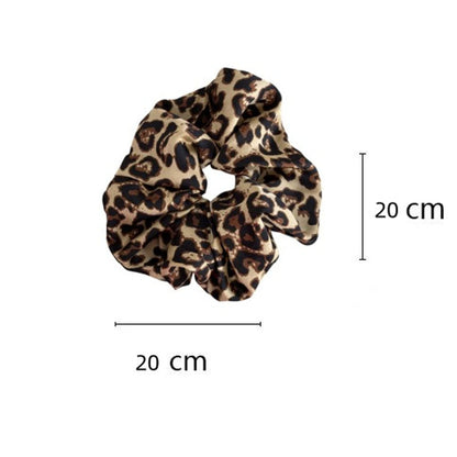 Vintage Leopard Print Satin Elastic Hair Scrunchies