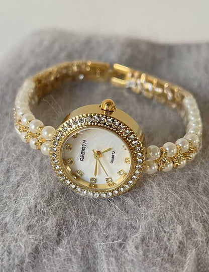 Elegant Gold Tone Stainless Steel Wrist Watch