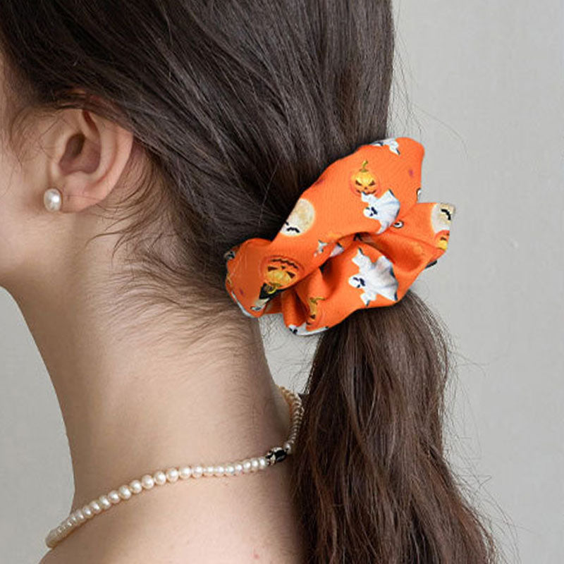 Halloween Cute Ghost Pumpkin Scrunchie
