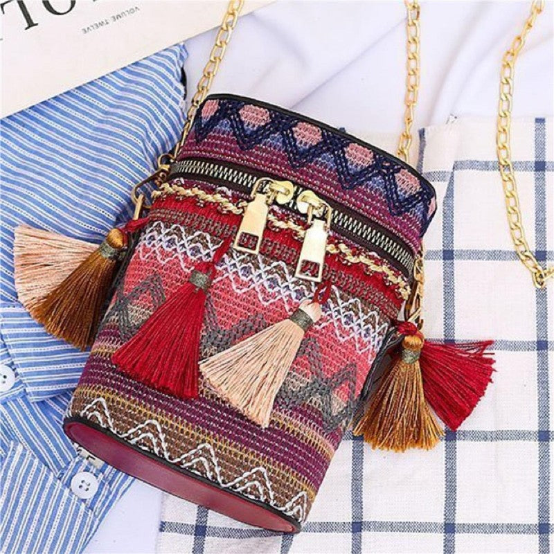 Casual Zippered Tasseled Anti-Stress All-Match Lightweight Bag