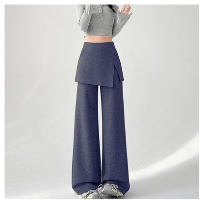 Elastic Waist Split Hem Casual Pants