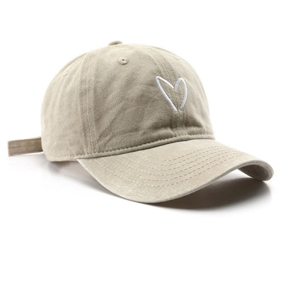 Retro Distressed Embroidered Heart Baseball Cap