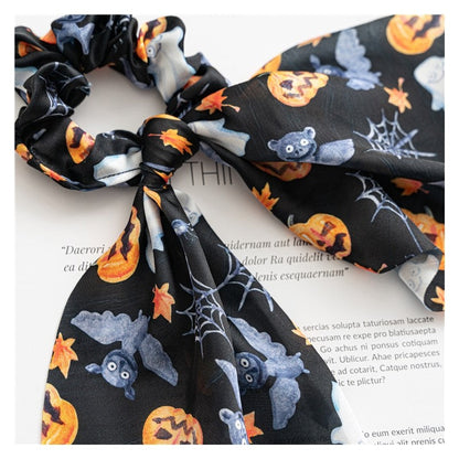 Halloween Printed Satin Scarf Scrunchies