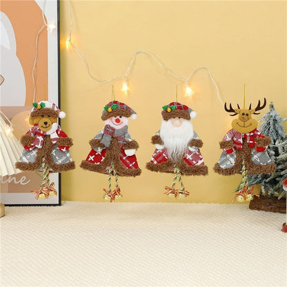 Elderly Snowman Reindeer Bell Pendant Ornament