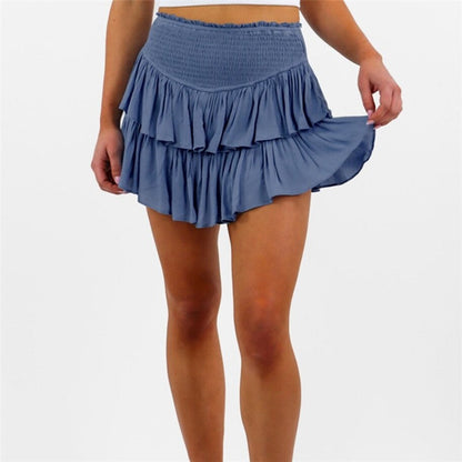 Stylish Solid Color Pleated Mini Skirt