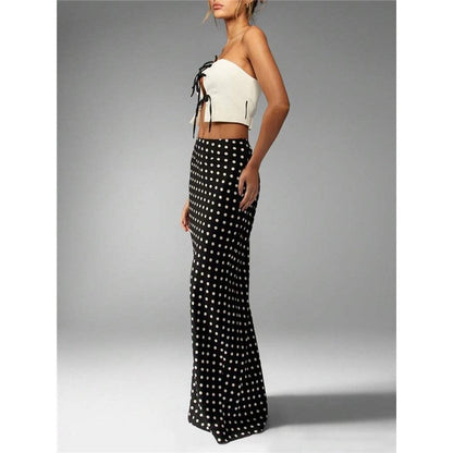 Polka Dot Bodycon Midi Skirt