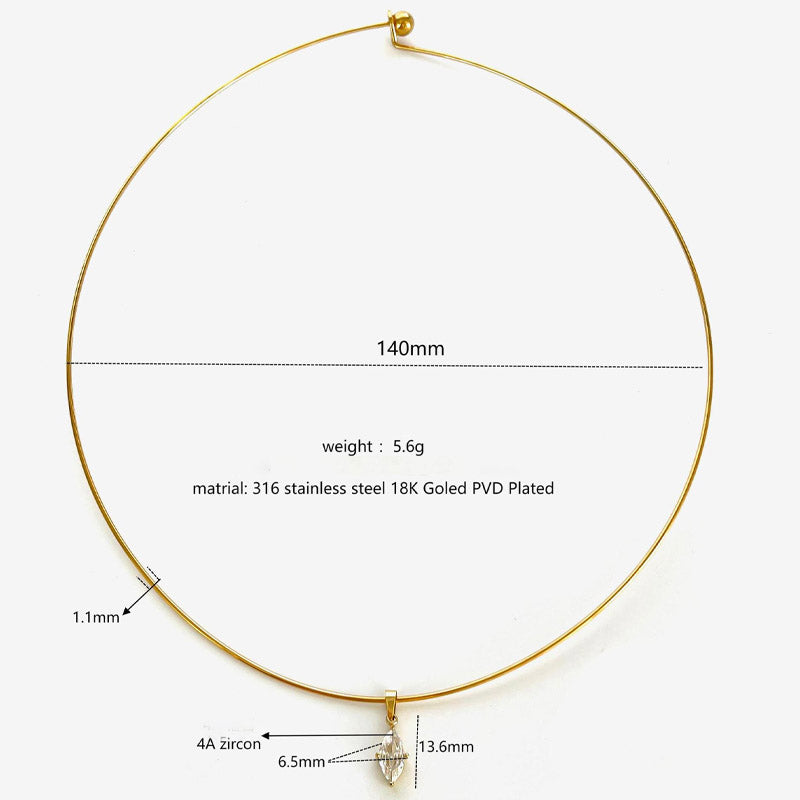 Sparking Zircon Stainless Steel Choker Necklace