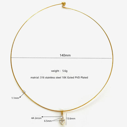 Sparking Zircon Stainless Steel Choker Necklace