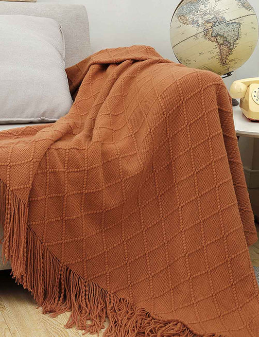 Soft Knitted Woven Tassel Throw Blanket