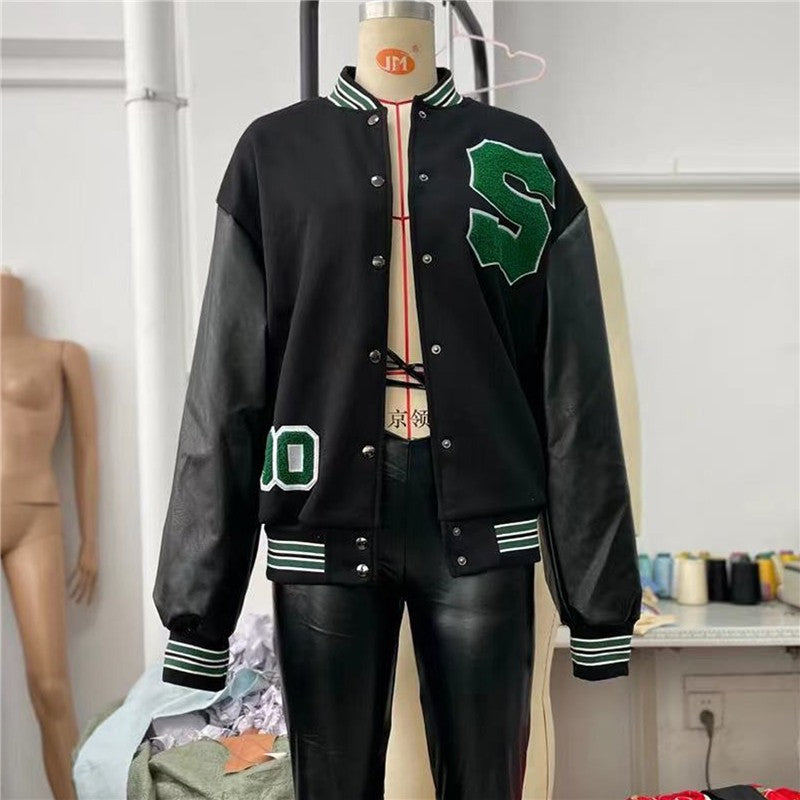 Color Clash Fleece Padded Jacket Coat