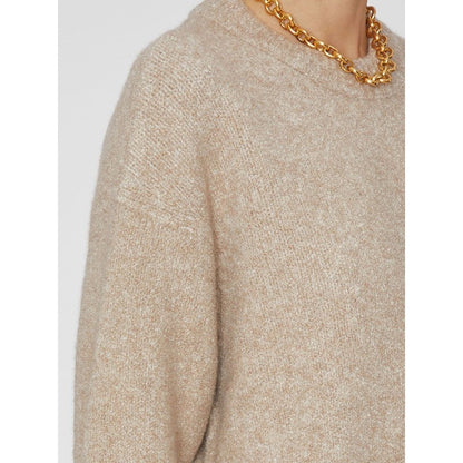 Rounded-Neck Dropped Shoulders Short Sleeves Sweater Tops