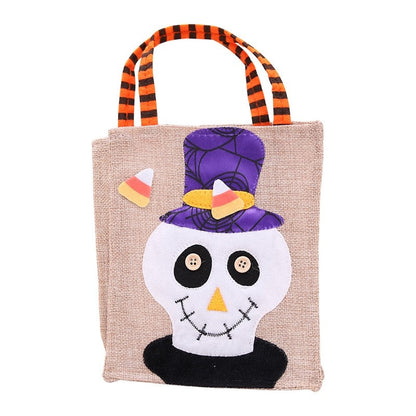 Cute Cartoon Patchwork Linen Candy Gift Bag Halloween Decoration