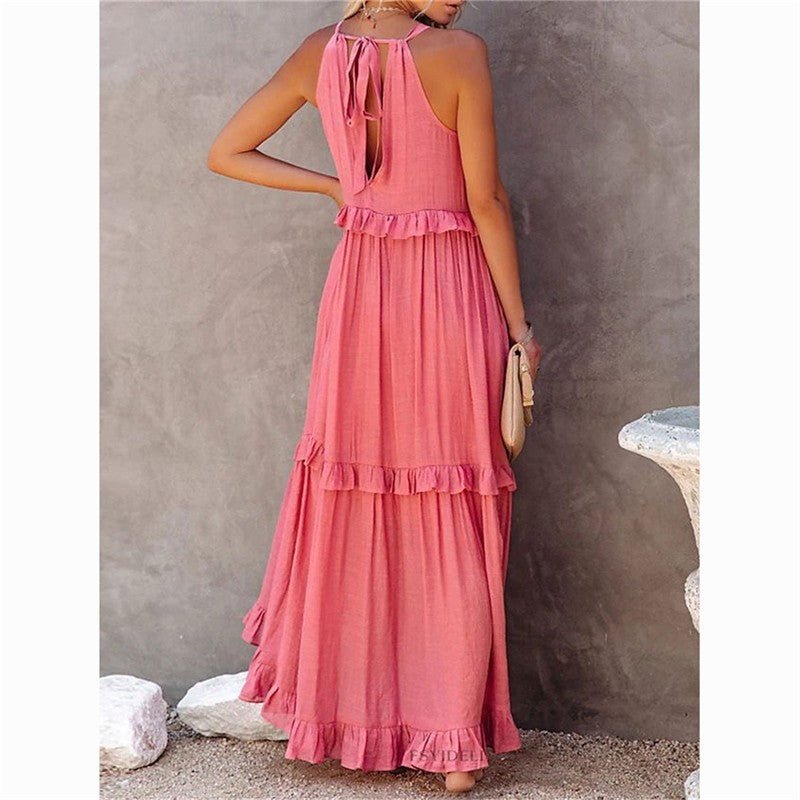 Beach Maxi Dress With Ruffle Hem