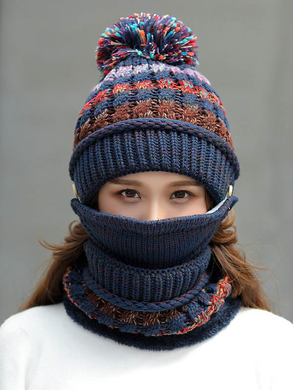 Original Three Pieces Knitting Hat+Mask+Scarf