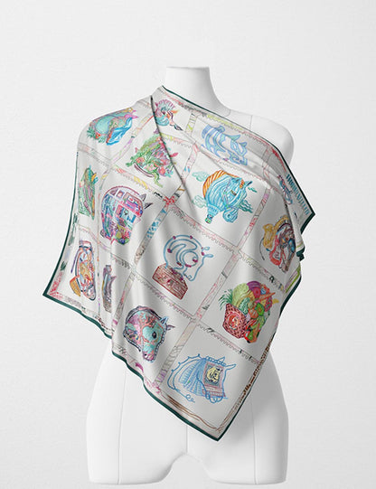 Splicing Colorful Art Print Square Satin Scarf