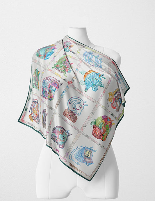 Splicing Colorful Art Print Square Satin Scarf