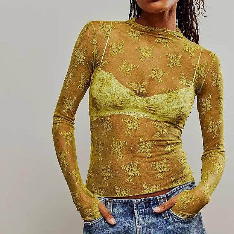 Floral Lace See Through Top