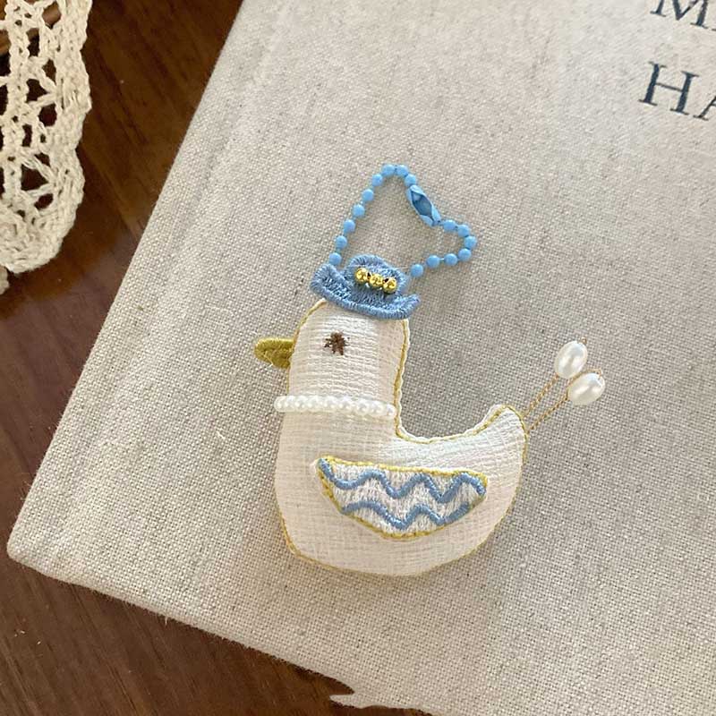 Plaid Love Bow Embroidery Sweet Bag Charm