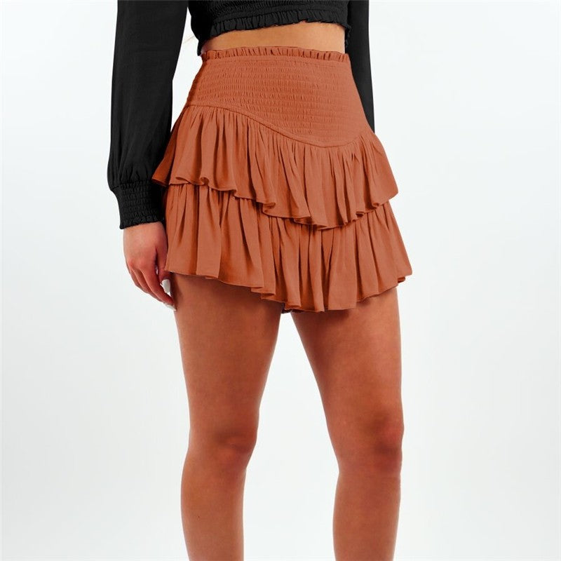 Stylish Solid Color Pleated Mini Skirt