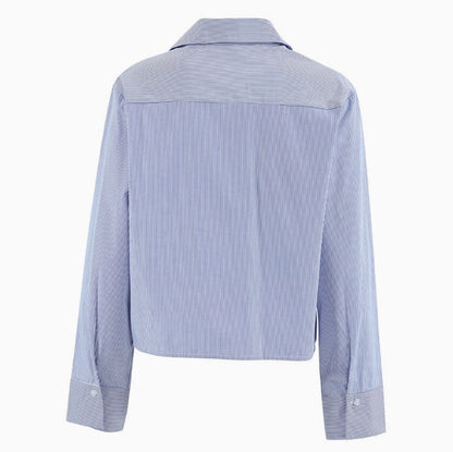 Striped Lapel Button Down Short Shirts