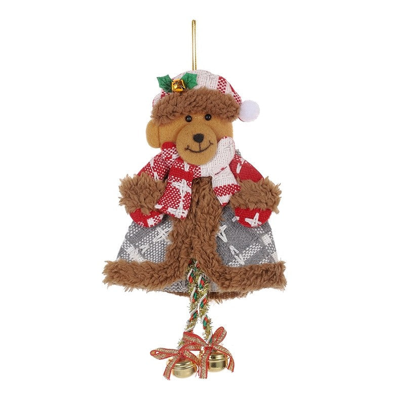 Elderly Snowman Reindeer Bell Pendant Ornament