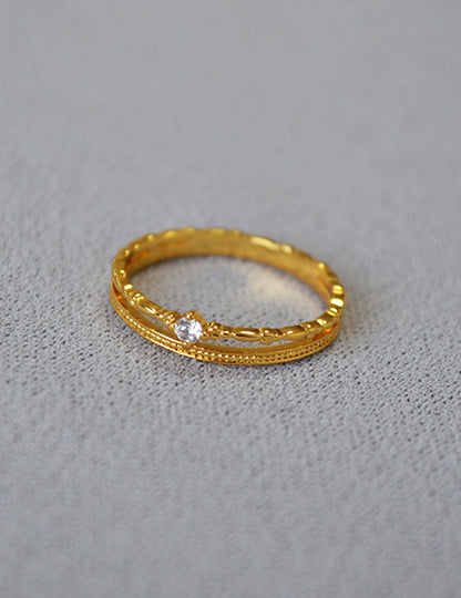 Double-Layer Rhinestone Adjustable Open Ring