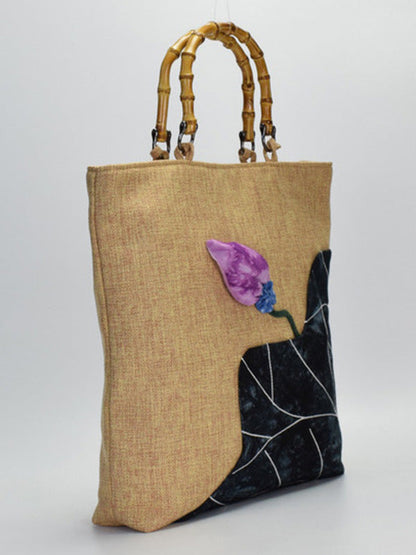 Retro Embroidered Zipper Tote Bag