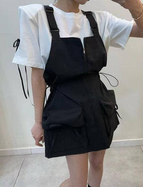 Zipper Solid Color Sleeveless Mini Dress