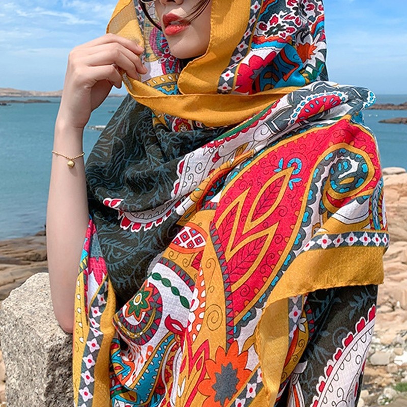 Ethnic Style Cotton And Linen Beach Shawl Scarf