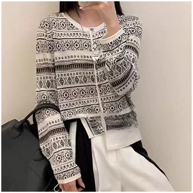 New Versatile Jacquard Knit Cardigan